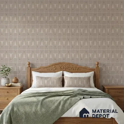 74040-4 | Warm Taupe Basketweave Dot Patterned Wallpaper - 5 Meter x 42 Inch, 57.41 Sq. Ft. (Min. 15% Wastage)