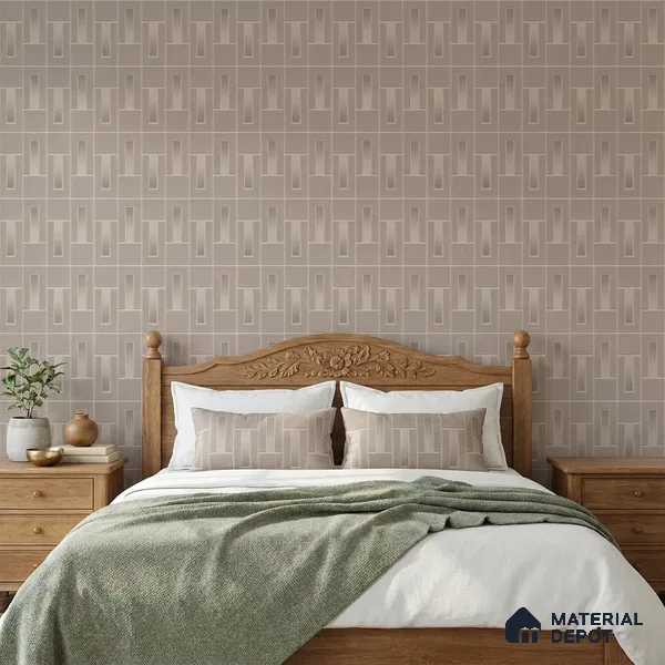74040-4 | Warm Taupe Basketweave Dot Patterned Wallpaper - 5 Meter x 42 Inch, 57.41 Sq. Ft. (Min. 15% Wastage)