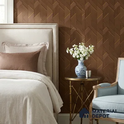 WK160-03 | Brown Panel Facet Patterned Wallpaper - 10 Meter x 21 Inches, 57.37 Sq. Ft. (Min. 15% Wastage)