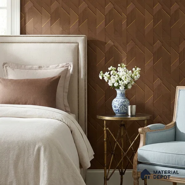 WK160-03 | Brown Panel Facet Patterned Wallpaper - 10 Meter x 21 Inches, 57.37 Sq. Ft. (Min. 15% Wastage)