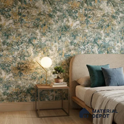 1134 | Teal & White Weathered Trellis Patterned Wallpaper - 10 Meter x 21 Inches, 57.37 Sq. Ft. (Min. 15% Wastage)