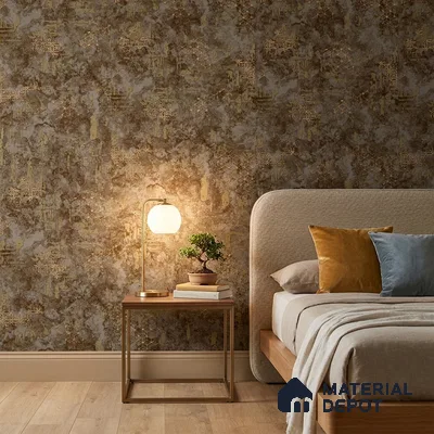 1137 | Copper Brown Gold Trellis Patterned Wallpaper - 10 Meter x 21 Inches, 57.37 Sq. Ft. (Min. 15% Wastage)