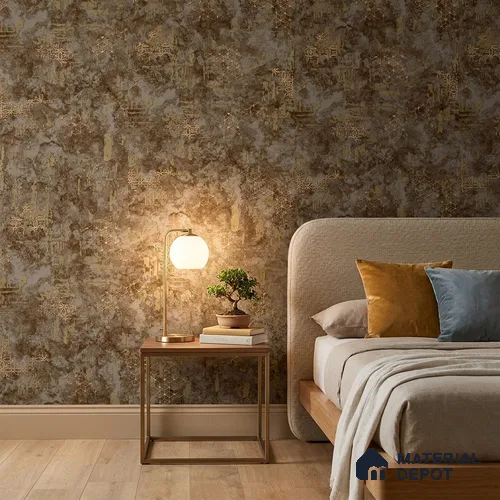 1137 | Copper Brown Gold Trellis Patterned Wallpaper - 10 Meter x 21 Inches, 57.37 Sq. Ft. (Min. 15% Wastage)