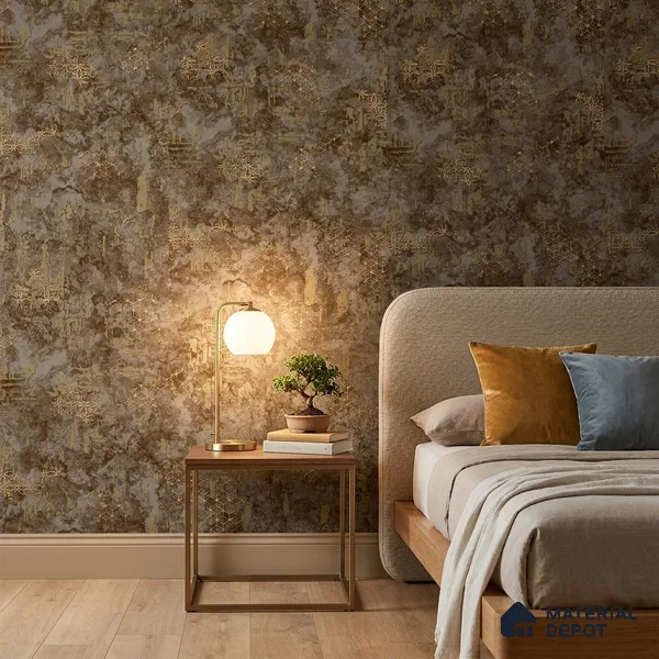1137 | Copper Brown Gold Trellis Patterned Wallpaper - 10 Meter x 21 Inches, 57.37 Sq. Ft. (Min. 15% Wastage)