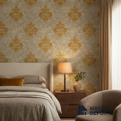 1144 | 10 Meter x 21 Inches Damask Look Wallpaper - 57.37 Sq. Ft. | Minimum 15% wastage during installation