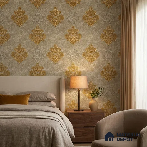 1144 | 10 Meter x 21 Inches Damask Look Wallpaper - 57.37 Sq. Ft. | Minimum 15% wastage during installation