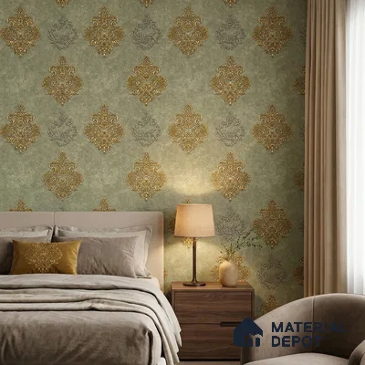 1142 | 10 Meter x 21 Inches Damask Look Wallpaper - 57.37 Sq. Ft. | Minimum 15% wastage during installation