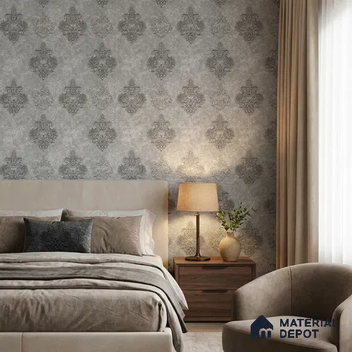 1146 | 10 Meter x 21 Inches Damask Look Wallpaper - 57.37 Sq. Ft. | Minimum 15% wastage during installation