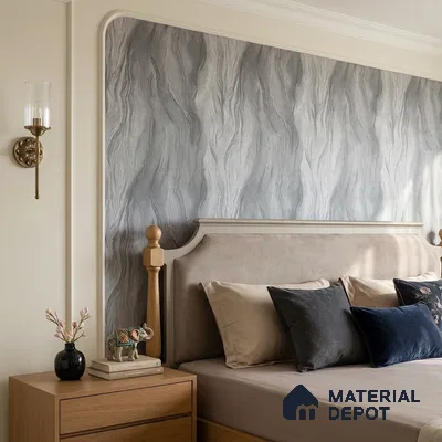 1124 | Grey Wave Ripples Textured Wallpaper - 10 Meter x 21 Inches, 57.37 Sq. Ft. (Min. 15% Wastage)
