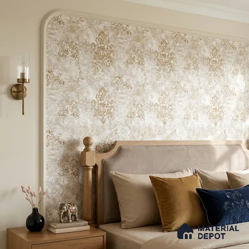 1127 | 10 Meter x 21 Inches Damask Look Wallpaper - 57.37 Sq. Ft. | Minimum 15% wastage during installation