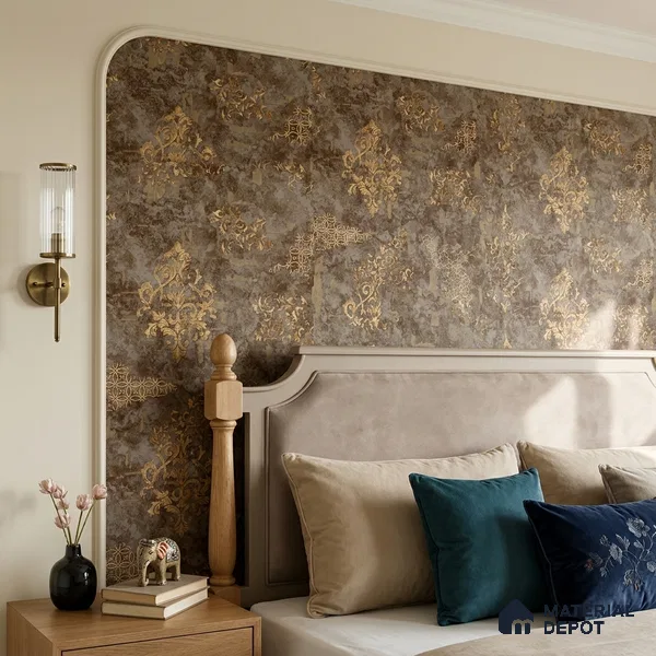 1129 | 10 Meter x 21 Inches Damask Look Wallpaper - 57.37 Sq. Ft. | Minimum 15% wastage during installation