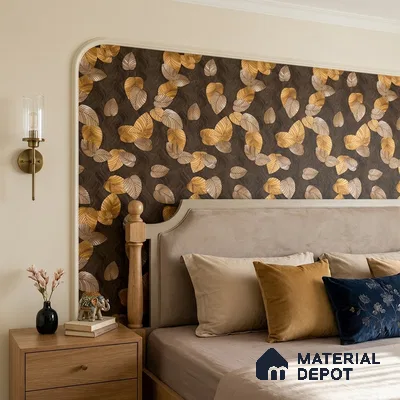 1105 | Brown Scattered Leaves Floral Wallpaper - 10 Meter x 21 Inches, 57.37 Sq. Ft. (Min. 15% Wastage)