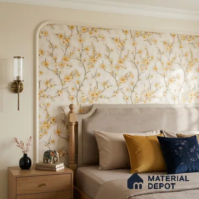 1120 | Yellow Trellis Blossom Branch Floral Wallpaper - 10 Meter x 21 Inches, 57.37 Sq. Ft. (Min. 15% Wastage)
