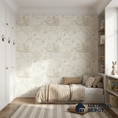 5163-1 | 4 Meter x 42 Inches Map Look Wallpaper - 45.94 Sq. Ft. | Minimum 15% wastage during installation