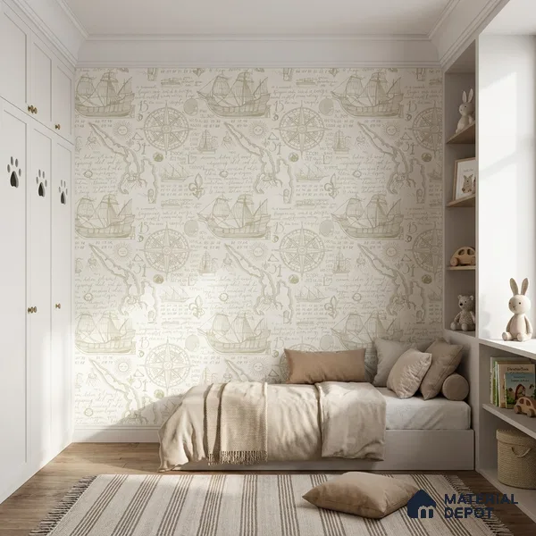 5163-1 | 4 Meter x 42 Inches Map Look Wallpaper - 45.94 Sq. Ft. | Minimum 15% wastage during installation