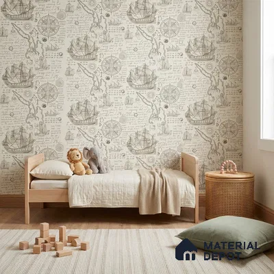 5163-2 | 4 Meter x 42 Inches Map Look Wallpaper - 45.94 Sq. Ft. | Minimum 15% wastage during installation