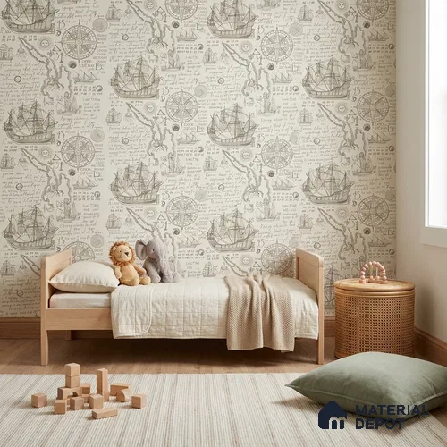 5163-2 | 4 Meter x 42 Inches Map Look Wallpaper - 45.94 Sq. Ft. | Minimum 15% wastage during installation