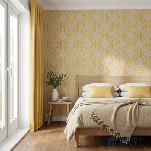 WK160-34 | Beige Trellis Metallic Geometric Wallpaper - 10 Meter x 21 Inches, 57.37 Sq. Ft. (Min. 15% Wastage)