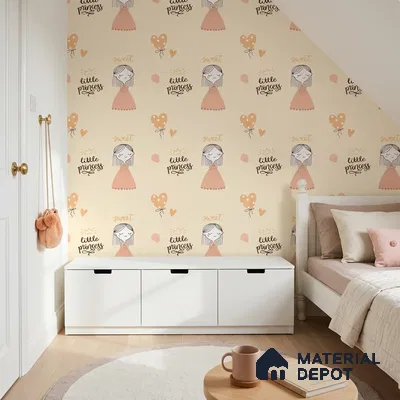 5179-2 | Cream Pastel Little Princess Kids Look Wallpaper 4 Meter x 42 Inches - 45.94 Sq. Ft. | Minimum 15% wastage during installation