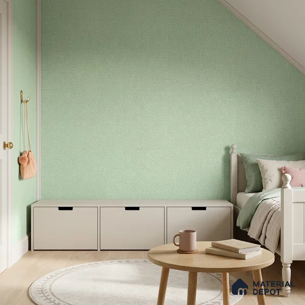 5176-5 | Green Fabric Weave Textured Wallpaper - 4 Meter x 42 Inches, 45.94 Sq. Ft. (Min. 15% Wastage)