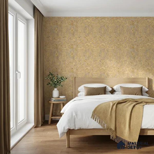 WK160-07 | Beige Medallion Damask Patterned Wallpaper - 10 Meter x 21 Inches, 57.37 Sq. Ft. (Min. 15% Wastage)