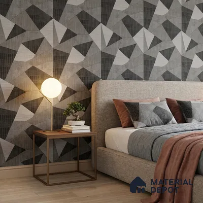WK160-21 | Charcoal Grey Faceted Triangle Block Patterned Wallpaper - 10 Meter x 21 Inches, 57.37 Sq. Ft. (Min. 15% Wastage)