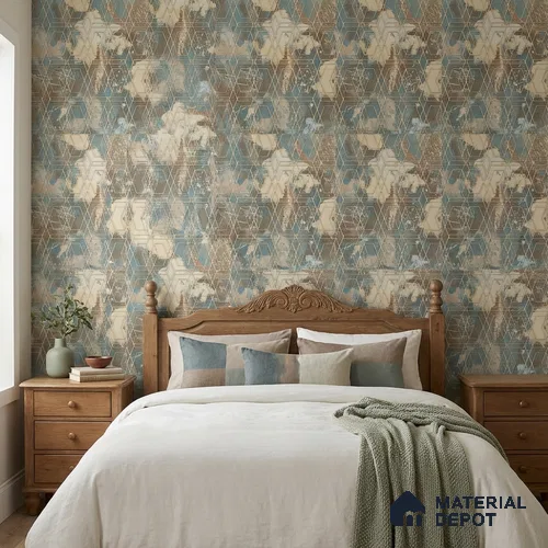 WK160-52 | Teal Facet Marble Geometric Wallpaper - 10 Meter x 21 Inches, 57.37 Sq. Ft. (Min. 15% Wastage)
