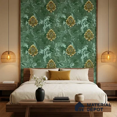 170-40 | 9.6 Meter x 20.87 Inches Damask Look Wallpaper - 54.77 Sq. Ft. | Minimum 15% wastage during installation