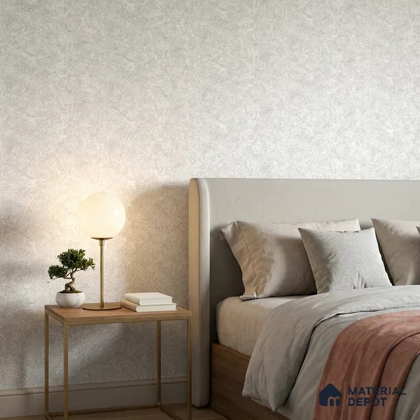 88666-2 | Pearl Grey Frosted Plaster Patterned Wallpaper - 5 Meter x 42 Inches, 57 Sq. Ft. (Min. 15% Wastage)