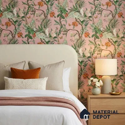 170-35 | Pink Butterfly Garden Floral Wallpaper - 9.6 Meter x 20.87 Inches, 54.77 Sq. Ft. (Min. 15% Wastage)