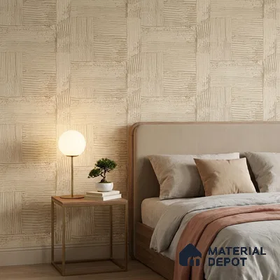 88669-2 | Sand Gold Deep Groove Plank Patterned Wallpaper - 5 Meter x 42 Inches, 57 Sq. Ft. (Min. 15% Wastage)