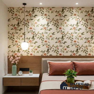 88655-3 | Cream Blossom Bird Floral Wallpaper - 5 Meter x 42 Inches, 57 Sq. Ft. (Min. 15% Wastage)