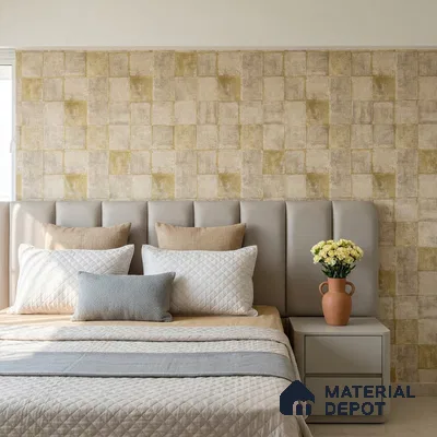 81378-3 | Golden Yellow Weathered Block Patterned Wallpaper - 5 Meter x 42 Inches, 57 Sq. Ft. (Min. 15% Wastage)