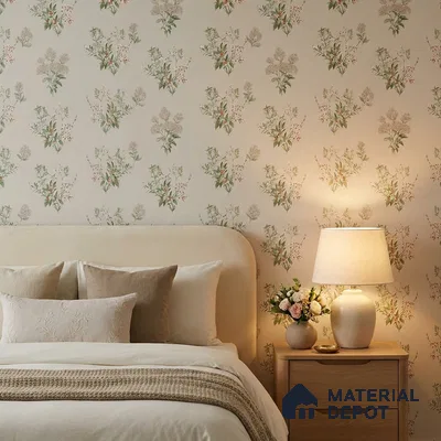 81370-3 | Beige Wildflower Sprig Floral Wallpaper - 5 Meter x 42 Inches, 57 Sq. Ft. (Min. 15% Wastage)