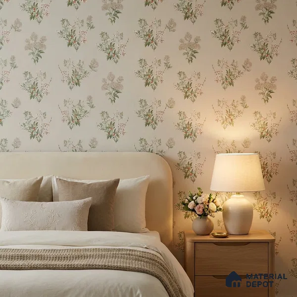 81370-3 | Beige Wildflower Sprig Floral Wallpaper - 5 Meter x 42 Inches, 57 Sq. Ft. (Min. 15% Wastage)