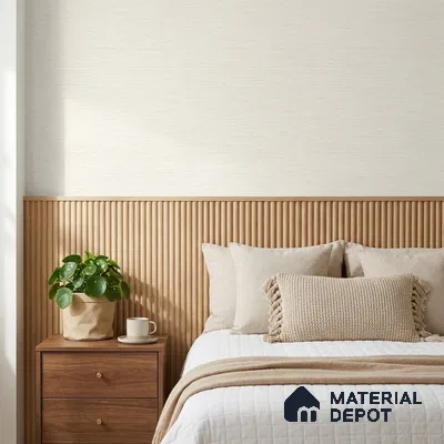 498-3 | Cream Horizontal Grasscloth Textured Wallpaper - 5 Meter x 42 Inches, 57.43 Sq. Ft. (Min. 15% Wastage)