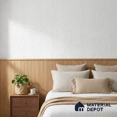 487-1 | White Ribbed Stripe Textured Wallpaper - 5 Meter x 42 Inches, 57.43 Sq. Ft. (Min. 15% Wastage)