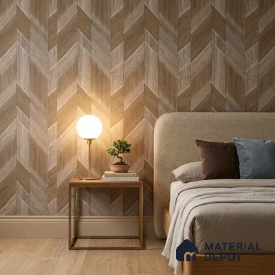 1161 | Light Oak Chevron Parquet Wood Patterned Wallpaper - 10 Meter x 21 Inches, 57.37 Sq. Ft. (Min. 15% Wastage)
