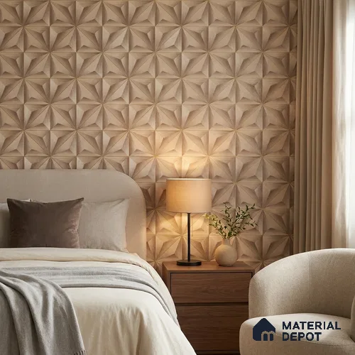 WP-1458 | Gold Bronze Star Facet Patterned Wallpaper - 9.5 Meter x 21 Inches, 54 Sq. Ft. (Min. 15% Wastage)
