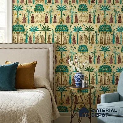 8002 | 10 Meter x 21 Inches Indian Look Wallpaper - 57.41 Sq. Ft.