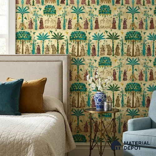 8002 | 10 Meter x 21 Inches Indian Look Wallpaper - 57.41 Sq. Ft.