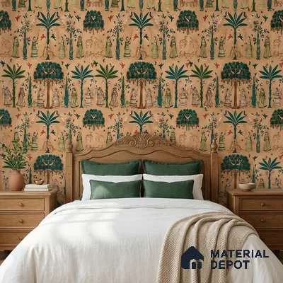 8003 | 10 Meter x 21 Inches Indian Look Wallpaper - 57.41 Sq. Ft.