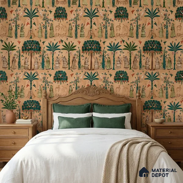 8003 | 10 Meter x 21 Inches Indian Look Wallpaper - 57.41 Sq. Ft.
