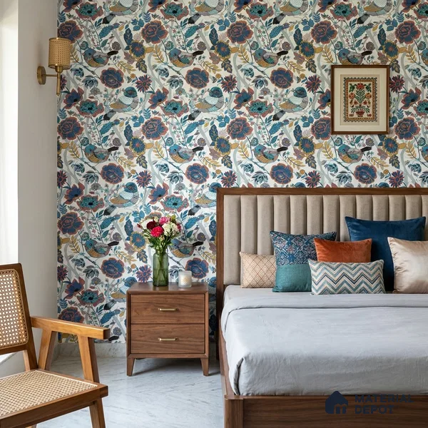 8011 | 10 Meter x 21 Inches Chinoserie Look Wallpaper - 57.41 Sq. Ft.