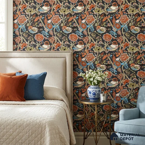8014 | 10 Meter x 21 Inches Chinoserie Look Wallpaper - 57.41 Sq. Ft.