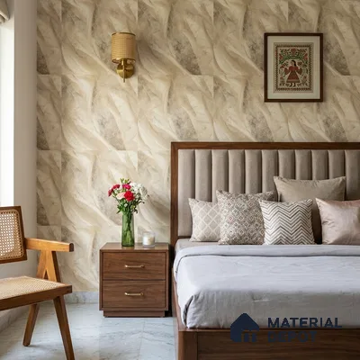 8016 | Cream Beige Silk Drape Marble Patterned Wallpaper - 10 Meter x 21 Inches, 57.41 Sq. Ft.