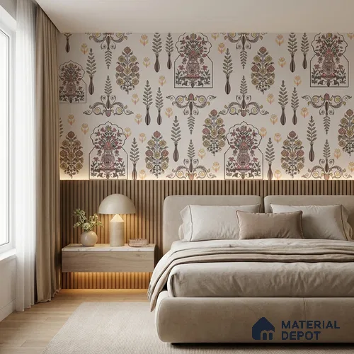 8018 | 10 Meter x 21 Inches Indian Look Wallpaper - 57.41 Sq. Ft.