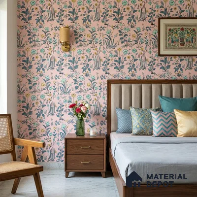 8040 | Pink Wildflower Garden Floral Wallpaper - 10 Meter x 21 Inches, 57.41 Sq. Ft.