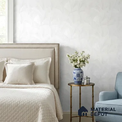 8042 | Off-White Overlapping Leaf Texture Patterned Wallpaper - 10 Meter x 21 Inches, 57.41 Sq. Ft.