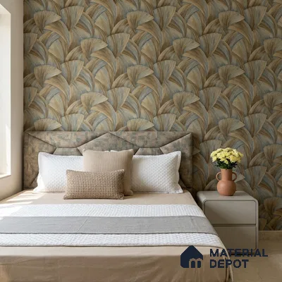 8045 | Teal & Brown Feather Weave Patterned Wallpaper - 10 Meter x 21 Inches, 57.41 Sq. Ft.